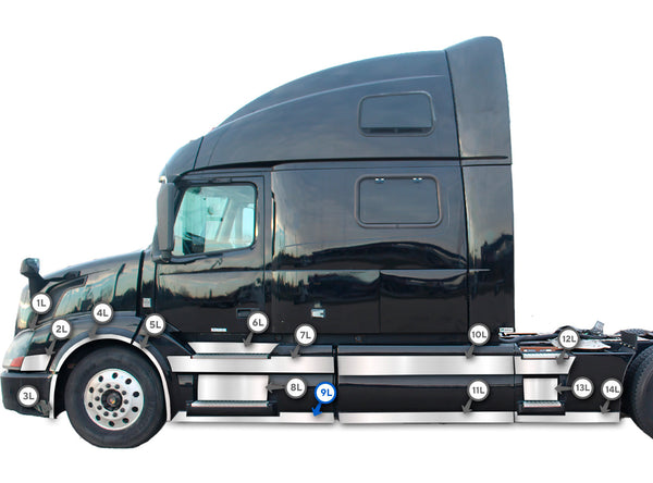Front Panel Stripe Chrome Trim lower for Driver Side (9L) 2004-2017 Volvo VNL