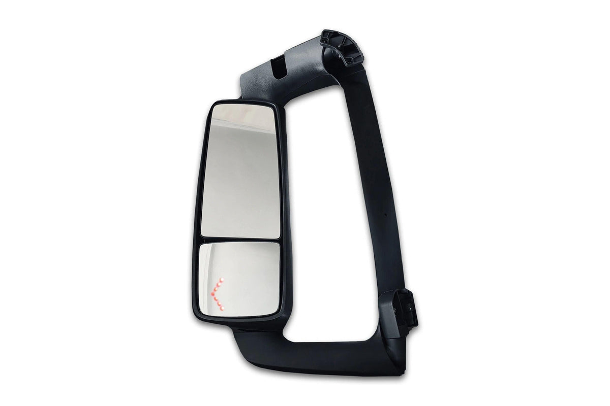 KOZAK Side View Door Mirror Power Heated Chrome With LED Turn Signal and With Arm & Look Down Mirror Left Side compatible with Volvo VNL, VNM, VNX, VN 2004-2023 PLUS Logo, Bracket, Wipers, Vest
