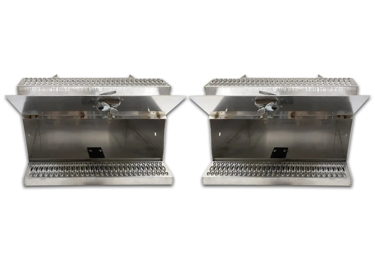 Aluminum Tool Boxes Step 2 pcs with Brackets Right & Left Side for Peterbilt 377 - 