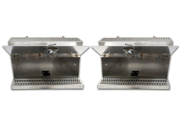 Aluminum Tool Boxes Step 2 pcs with Brackets Right & Left Side for Peterbilt 377 - 