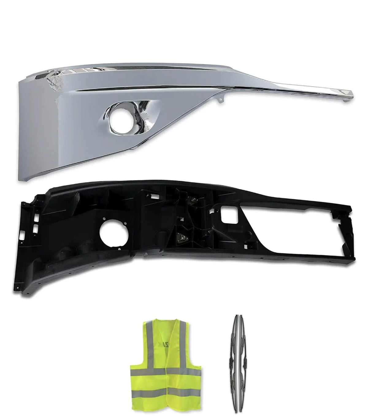 Bumper Corners Chrome With Fog Hole Passenger Set 2022+ Kenworth T680