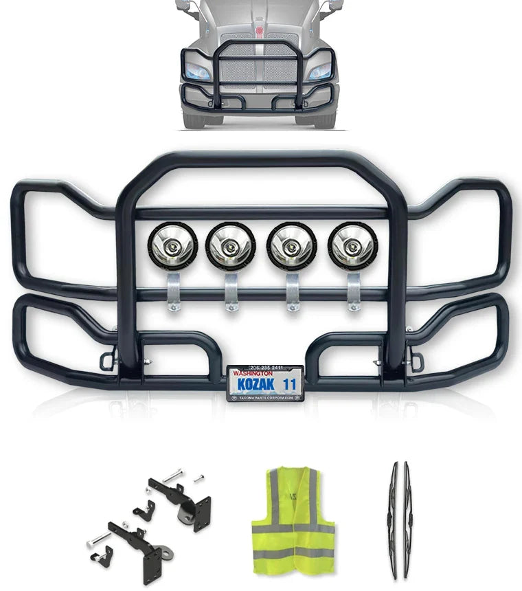 Front Grille Guard Large Black Kenworth T700