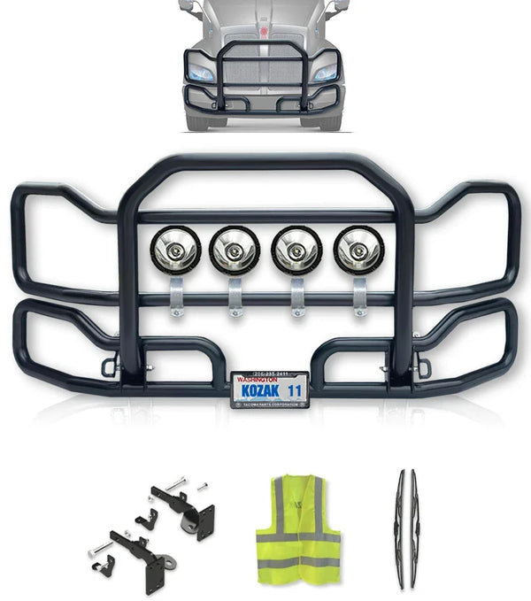 Front Grille Guard Large Black Kenworth T700