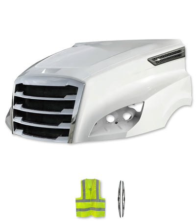 Hood Shell Fiberglass With Grille and Side Hood Vent 2018+ Freightliner Cascadia