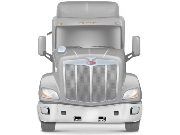 Chrome Plastic Bumper Center and Corners No Fog Light Hole for Peterbilt 579 - 