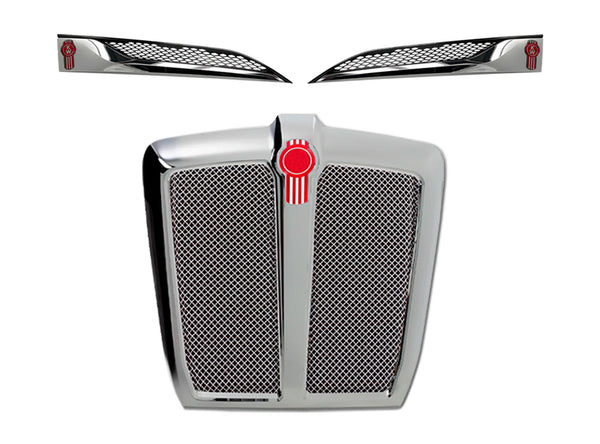Fiberglass Hood w/Grille w/Bug Screen, Air Intakes, Mirrors, LED Headlights, Short Trims - Set 2022+ Kenworth T680 Next Gen
