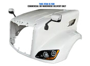 Fiberglass Long Hood Modified Style w/LED Black Headlights & Chrome Mirrors Set 2014-2022 Peterbilt 579