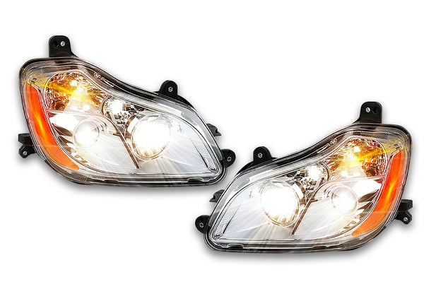 Headlights Halogen Assembly Chrome Housing Set 2013-2021 Kenworth T680