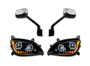 Fiberglass Long Hood Modified Style w/Front Grille, LED Headlights & Mirrors Set 2014-2022 Peterbilt 579