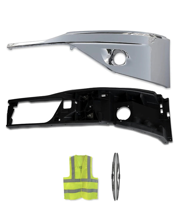 Bumper Corners Chrome With Fog Hole Driver Set 2022+ Kenworth T680