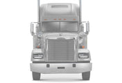 Headlights Bezels Chrome with 12" Clear/White LED Light Strip Bar 2 Pcs For Freightliner FLD Classic XL - 