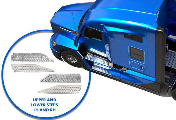 Front Fairing Upper & Lower Steps Set fits Passenger & Driver Side 2022+ Kenworth T680 Next Gen