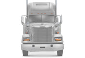 Headlights Bezels Chrome with 12" Amber/Yellow LED Light Strip Bar 2 Pcs For Freightliner FLD Classic XL - 