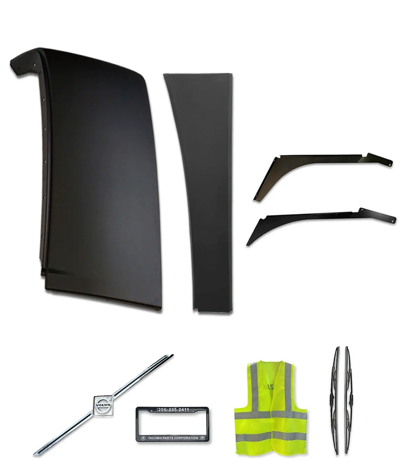 Upper Behind Cab Fairing With Extension and Brackets Driver 2004-2017 Volvo VNL
