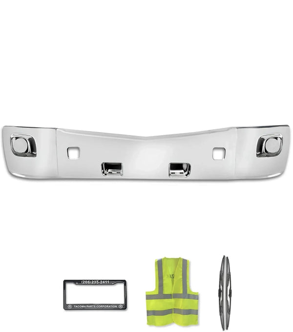 Bumper Complete Set No Fog Hole Chrome Plastic 2013-2021 Peterbilt 579