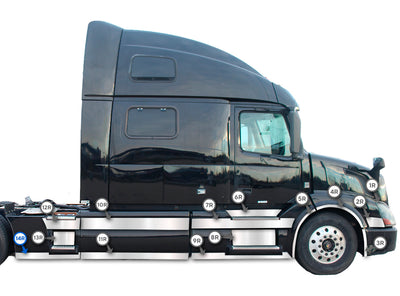 Stripe Chrome Trim for Rear Step Fairing Panel 33" (85 cm) Passenger Side (14R) 2004-2017 Volvo VNL