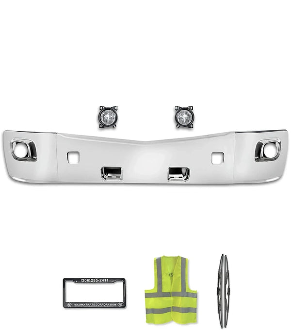 Bumper Set w/ Fog Holes Plastic Chrome + Fog Lights 2013-2021 Peterbilt 579