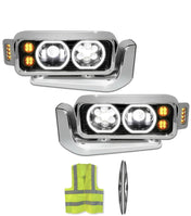 Headlights LED Black Set 1981-2021 Peterbilt 359 379, 2008-2021 Peterbilt 389