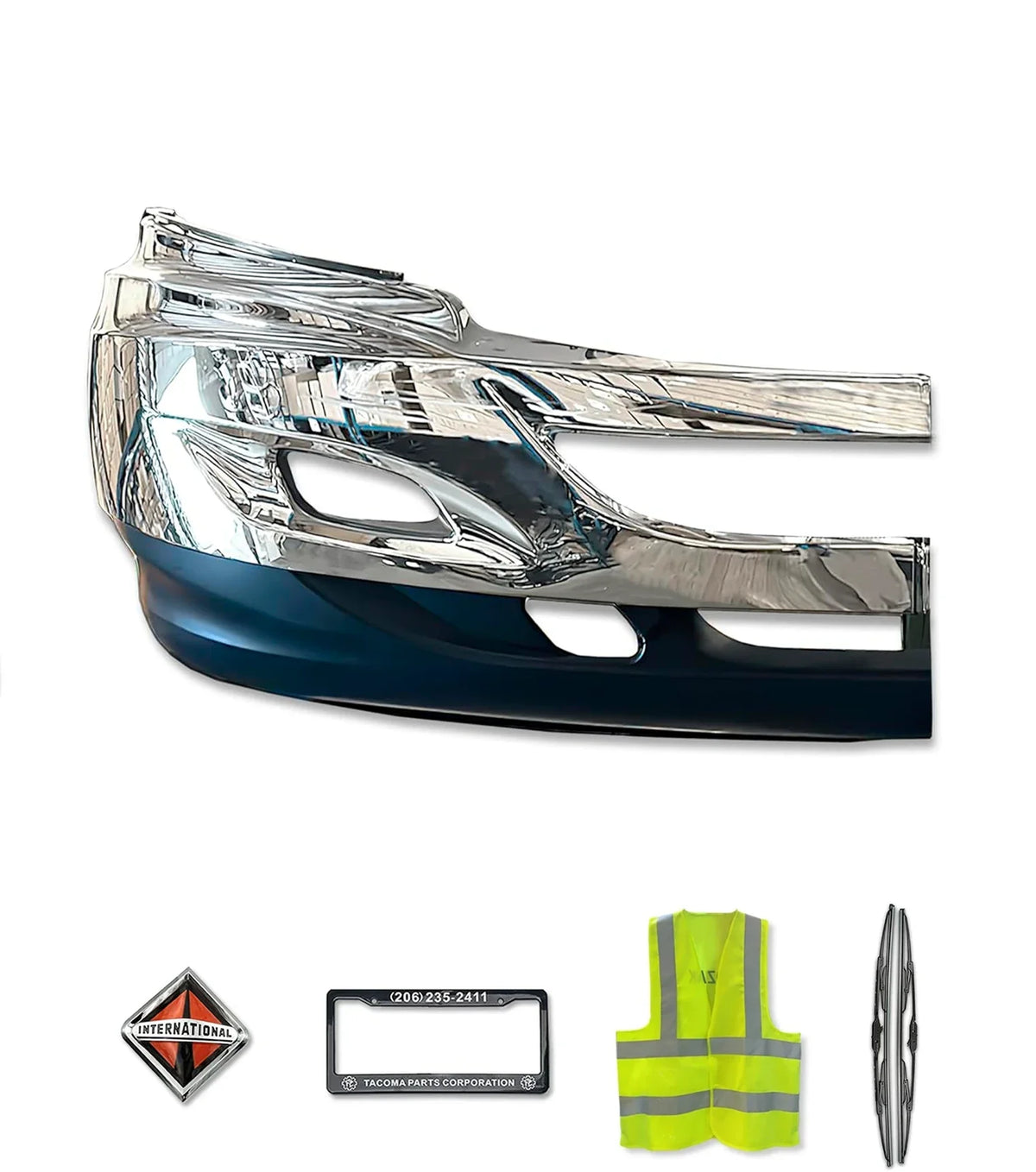 Bumper With Fog Holes & Chrome Trim Passenger International Prostar