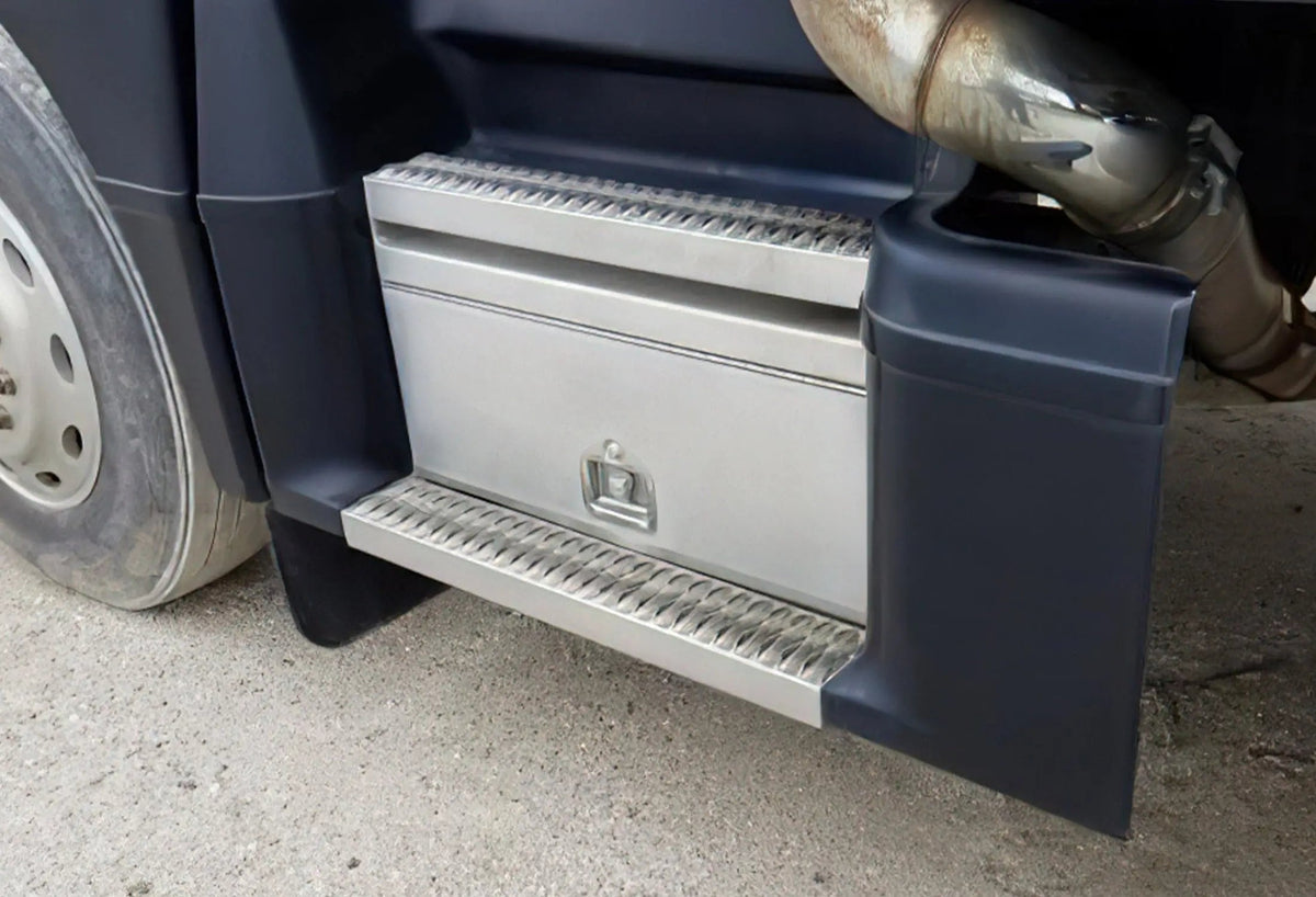 Cab Skirt/Side Fairing and Aluminum Tool Box with Brackets Left Side For Peterbilt 377 - 