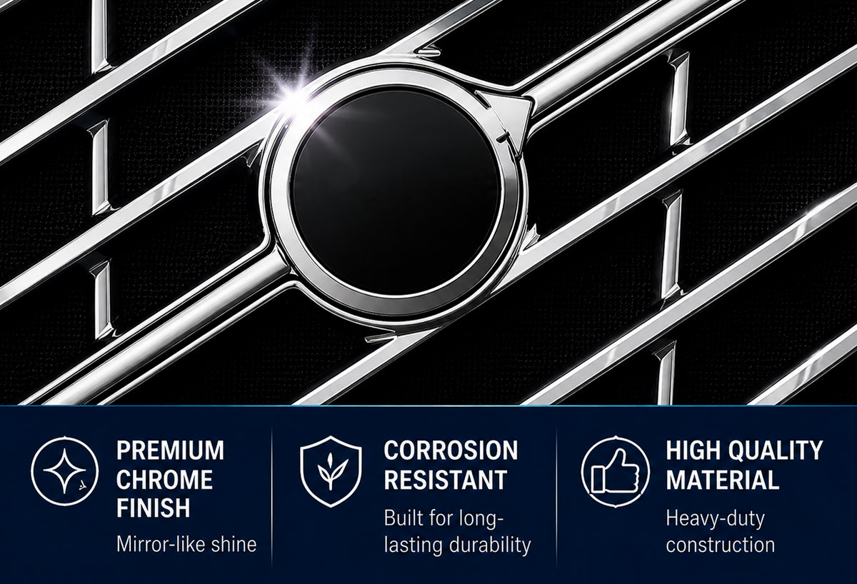 Front Platnum Chrome Grille with Bug Screen and Chrome Trims Moulding 2025+ Volvo VNL New