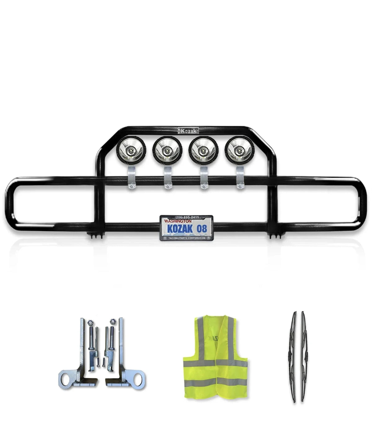 Front Grille Guard with lights Black Kenworth T660