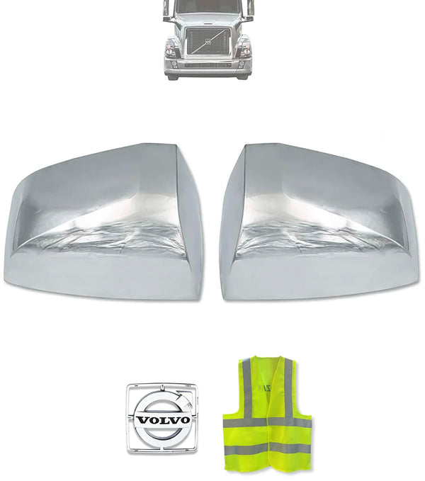 Hood Mirror Covers Chrome Set 2004-2017 Volvo VNL