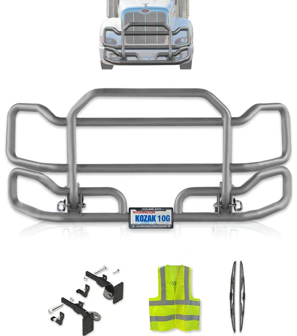 Front Grey Grille Guard Large Peterbilt 386