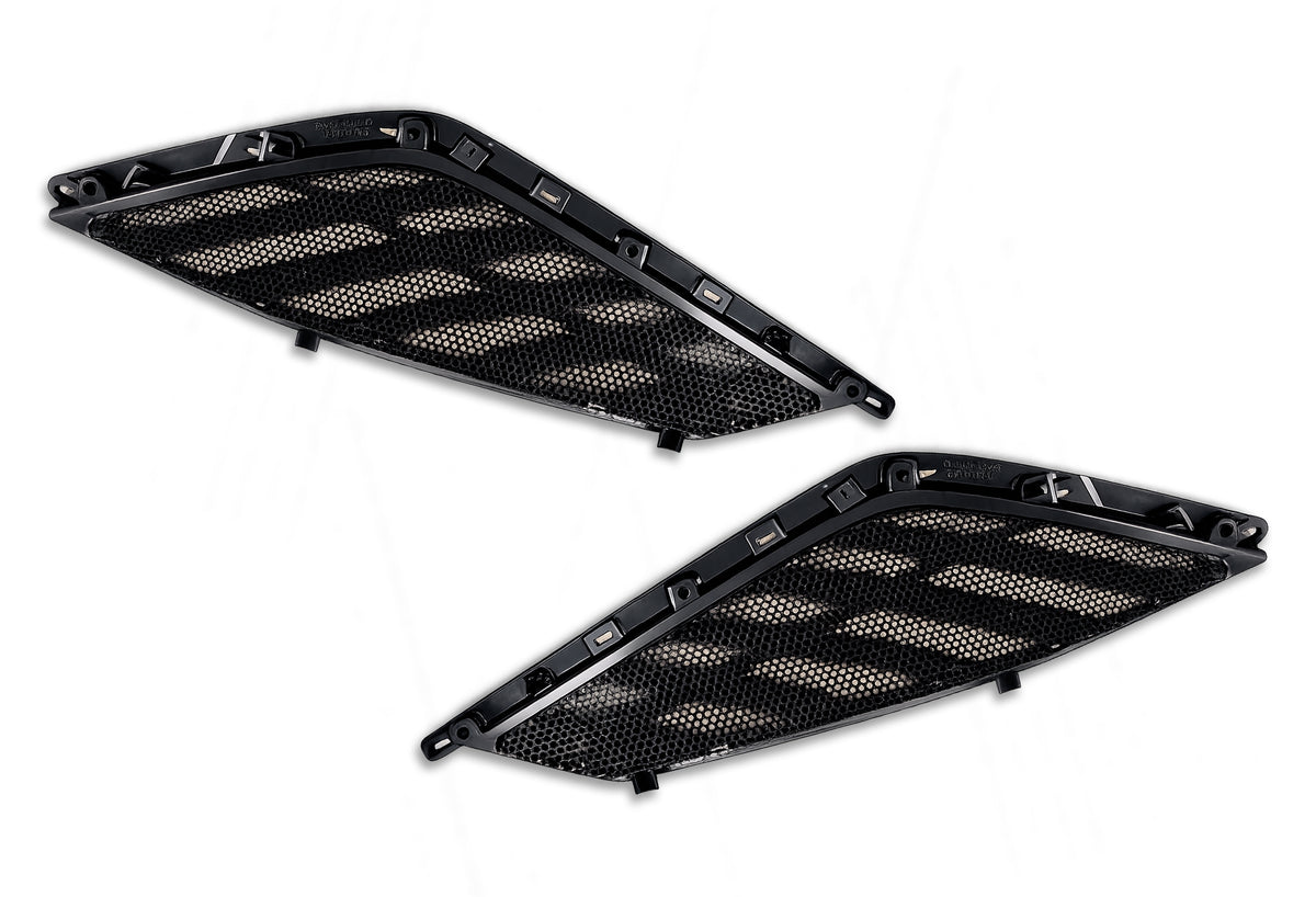 Side Hood Grille Vents Black with Chrome Stripe Set 2025+ Volvo VN VNL New