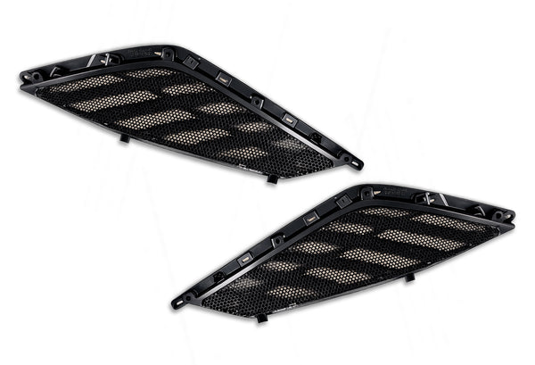 Side Hood Grille Vents Black with Chrome Stripe Set 2025+ Volvo VN VNL New