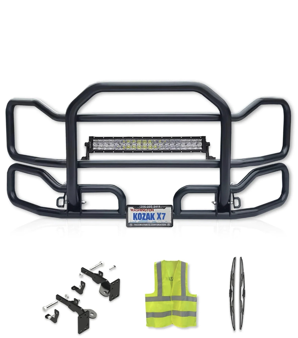 Front Grille Guard Large Black 2022+ Kenworth T680 No Fog