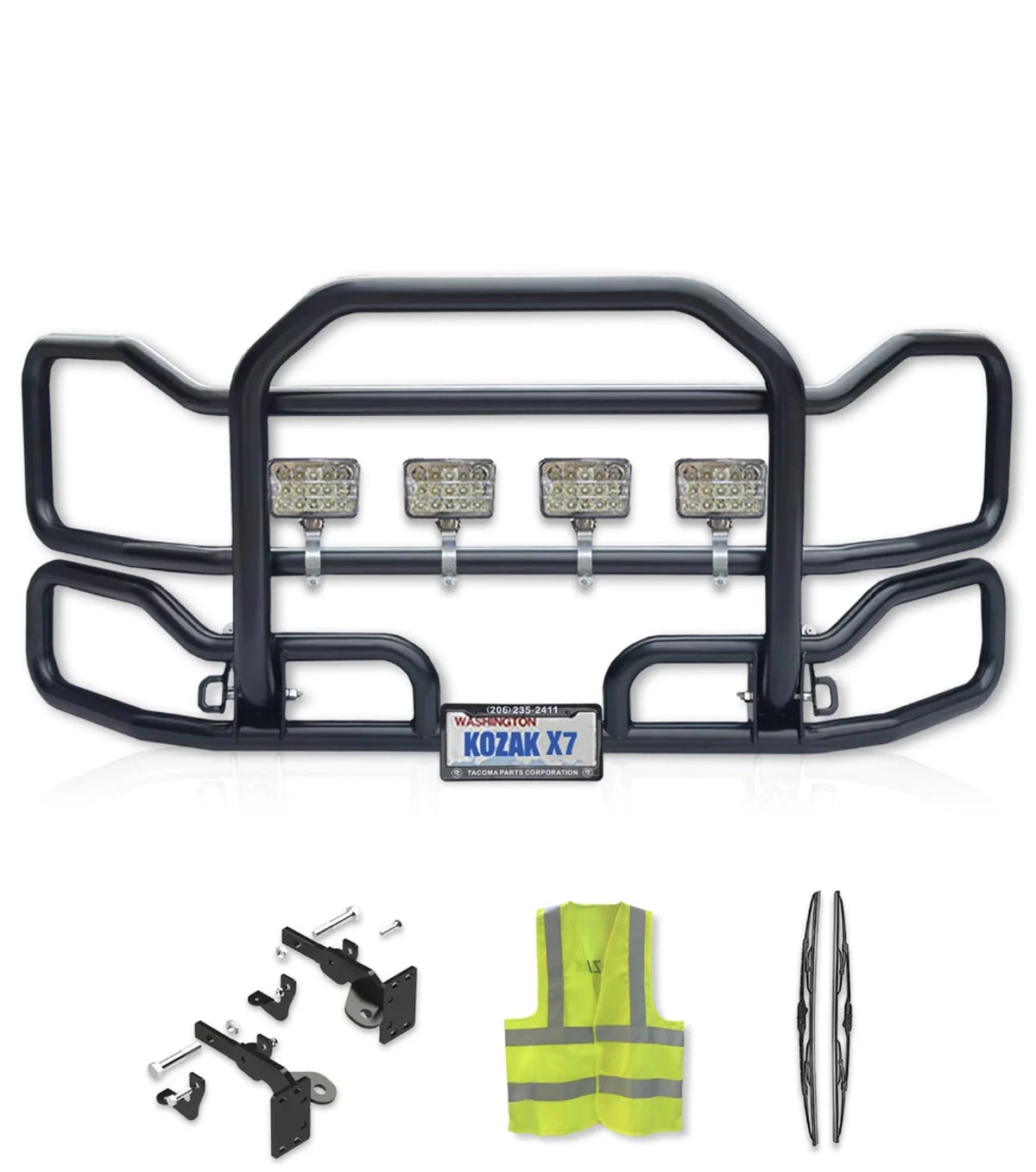 Front Grille Bumper Guard Large Black 2022+ Peterbilt 579 NO Fog