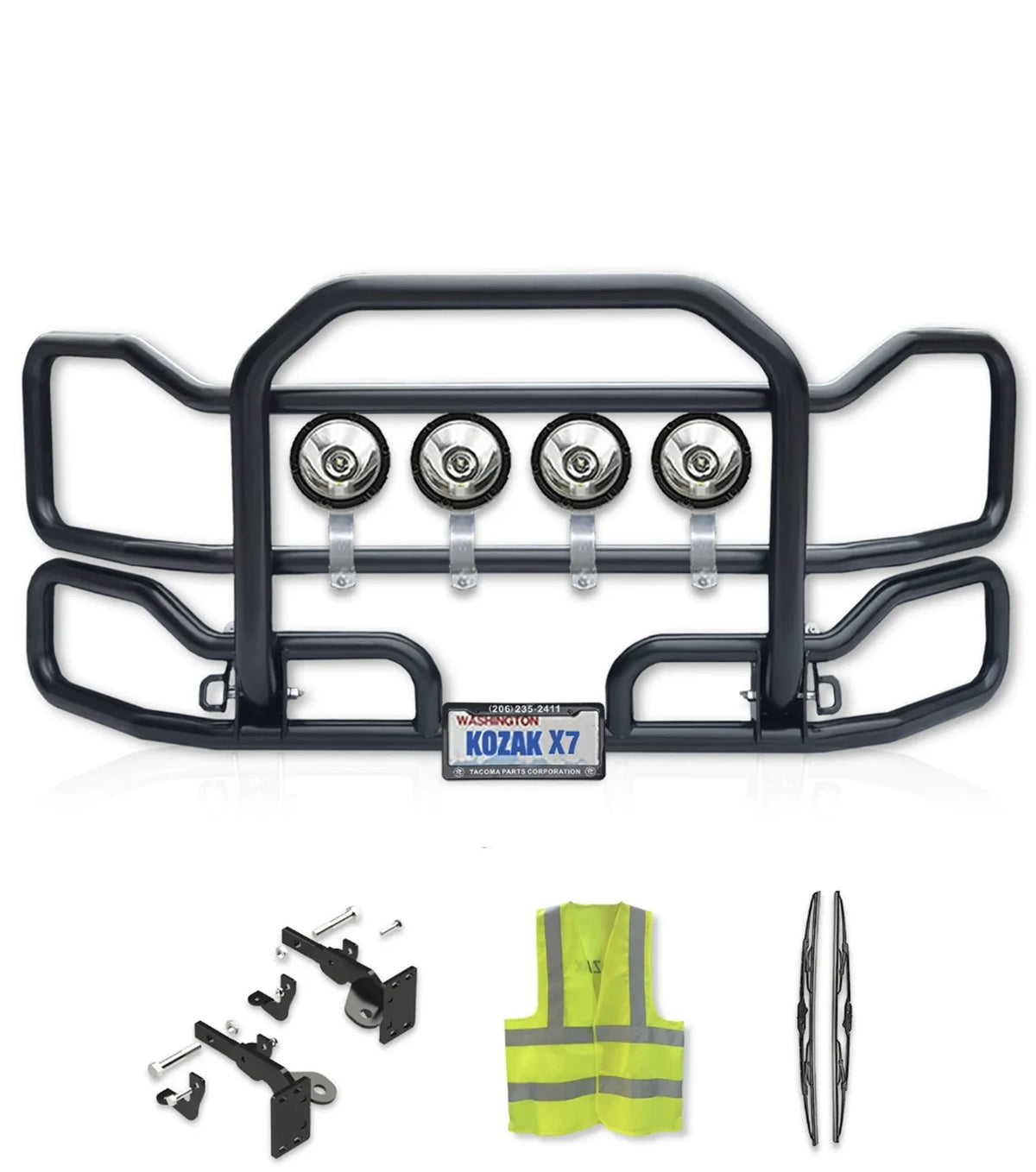 Front Grille Bumper Guard Large Black 2022+ Peterbilt 579 NO Fog