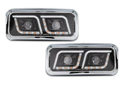 Headlights Black LED DRL Set Kenworth W900 T800 T600