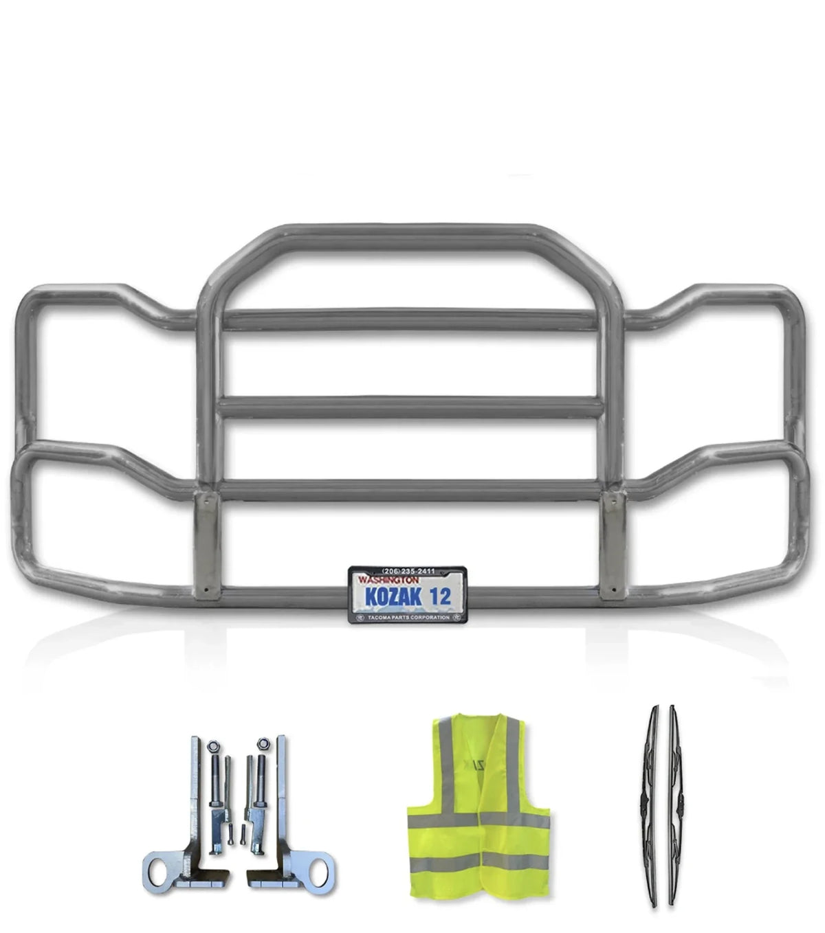 Grille Guard Large Chrome with Lights 2022+ Kenworth T680 No Fog