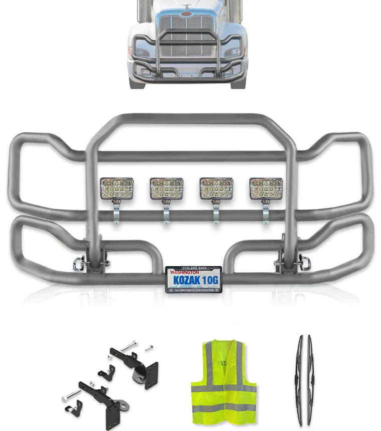 Front Grey Grille Guard Large Peterbilt 386