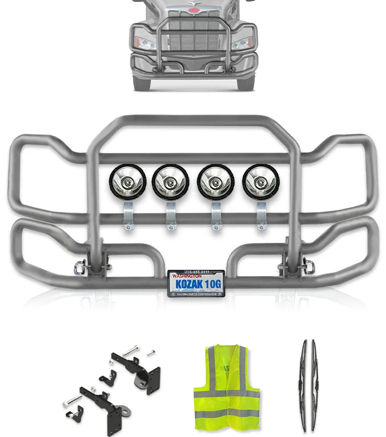 Front Grey Grille Guard Large 2022+ Peterbilt 579 (No Fog)