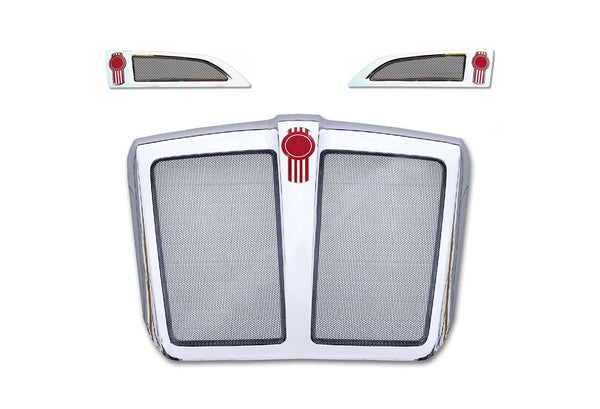 Fiberglass Hood w/ Grille w/Bug Screen, Air Intakes, LED Headlights, Mirrors – Set 2013-2021 Kenworth T680