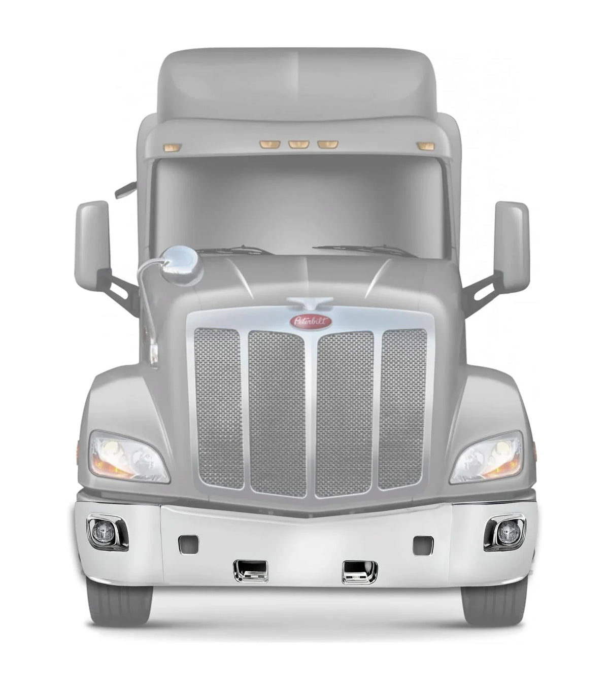 Bumper Set w/ Fog Holes Plastic Chrome + Fog Lights 2013-2021 Peterbilt 579