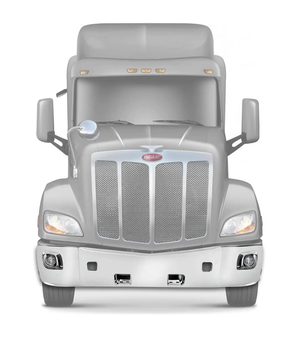 Bumper Set w/ Fog Holes Plastic Chrome + Fog Lights 2013-2021 Peterbilt 579