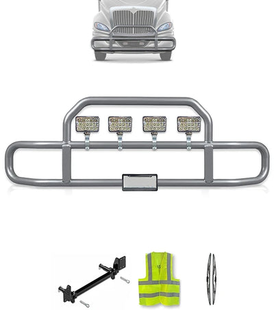 Gray Front Grille Deer Moose Bumper Guard International RH (Plastic Bumper)