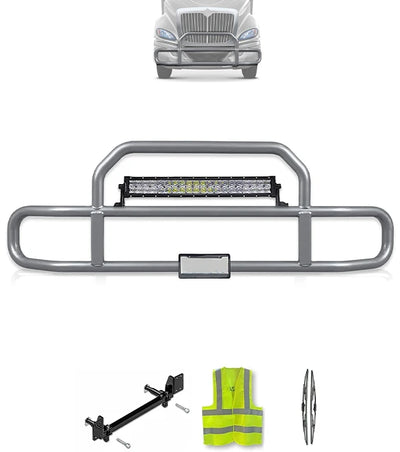 Gray Front Grille Deer Moose Bumper Guard 2008-2017 International ProStar (plastic bumper)