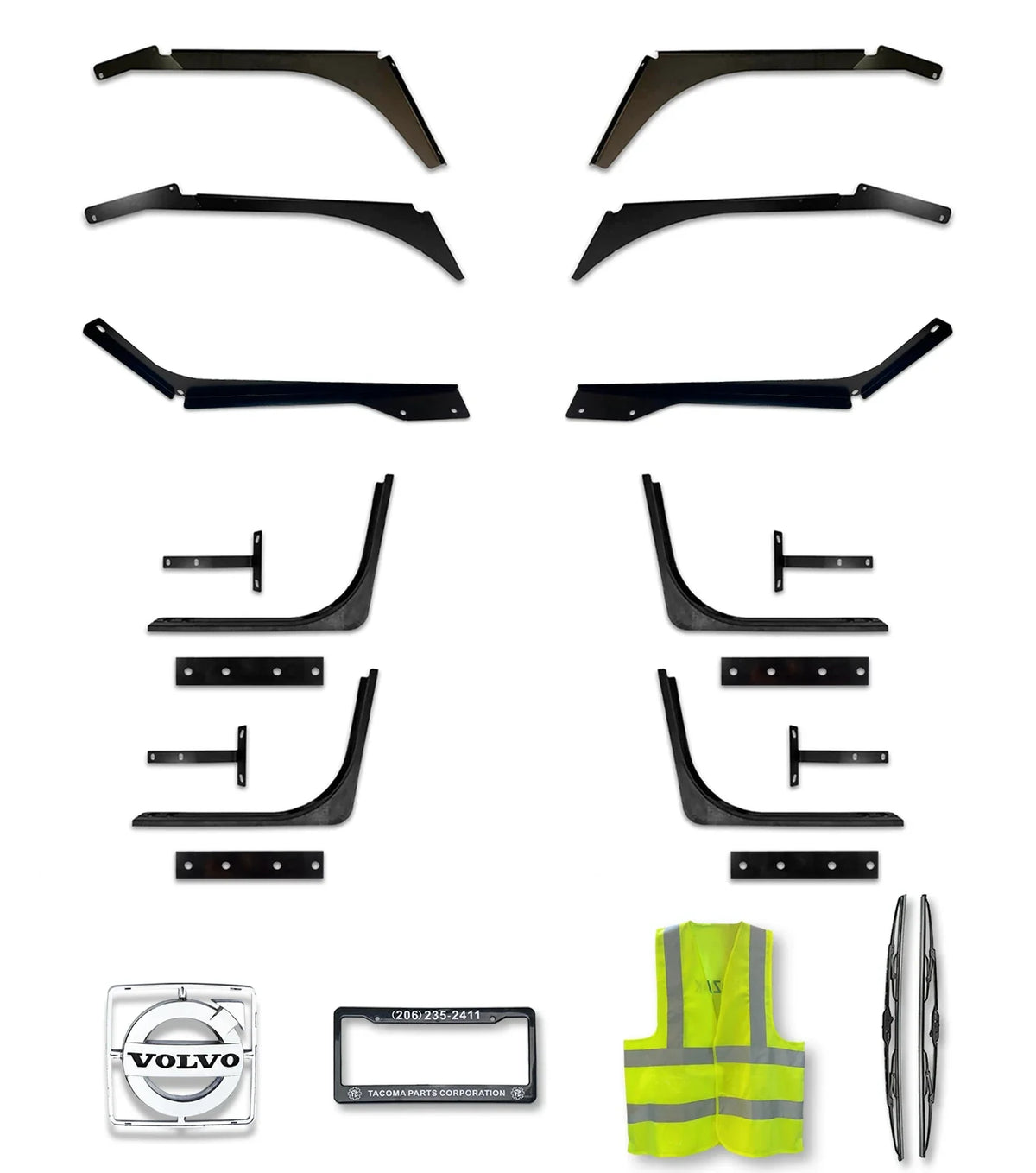 14-Pcs Set of Top & Bottom Cab Fairing Support Brackets 2004-2017 Volvo VNL