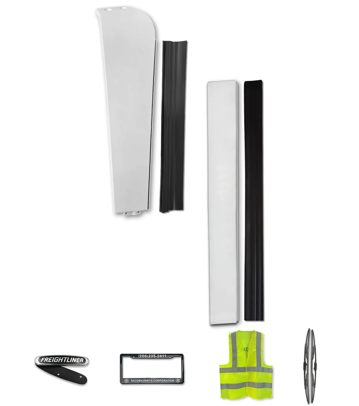 Top and Bottom Cabin Fairings w/ Stripes Narrow Set Driver 2008-2017 Freightliner Cascadia