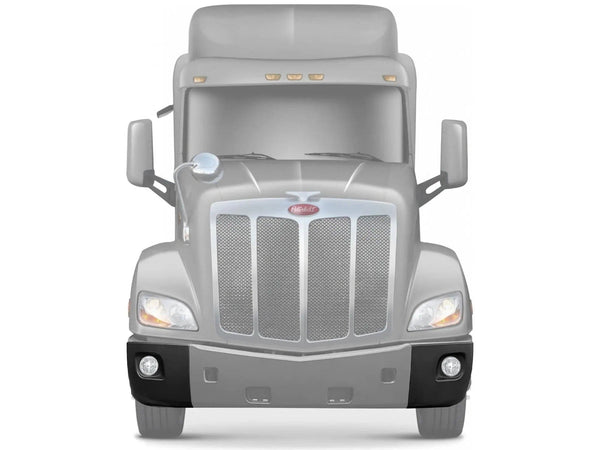 KOZAK Replacement PLASTIC Bumper Corners with Fog Light Hole Right Passenger & Left Driver Side compatible with Peterbilt 579 - PLUS Logo Emblem, 2x 22" Wipers and KOZAK Vest