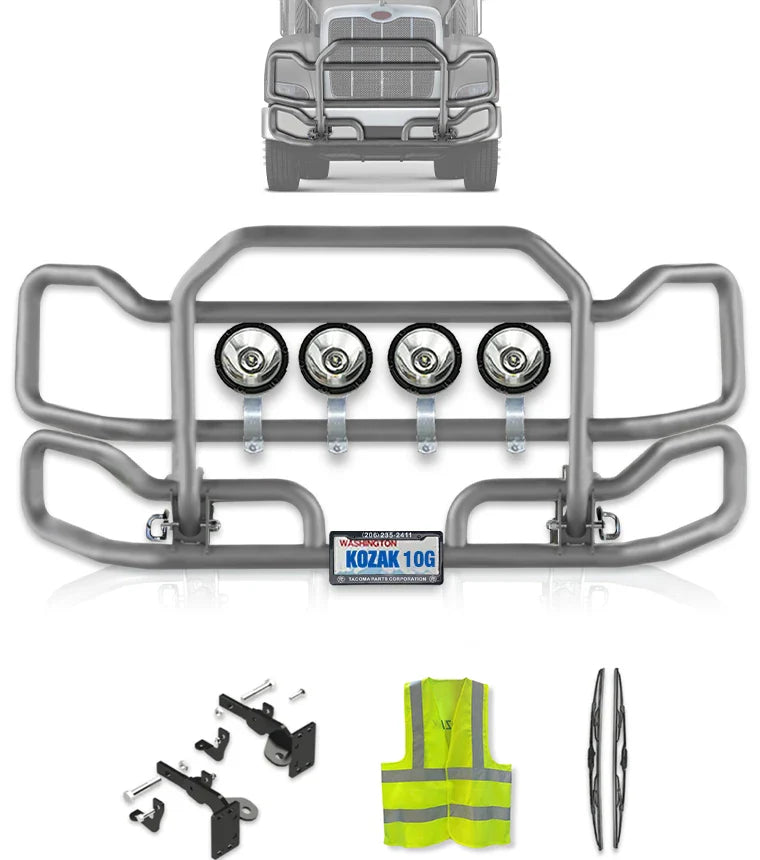 Front Grey Grille Guard Large Peterbilt 384