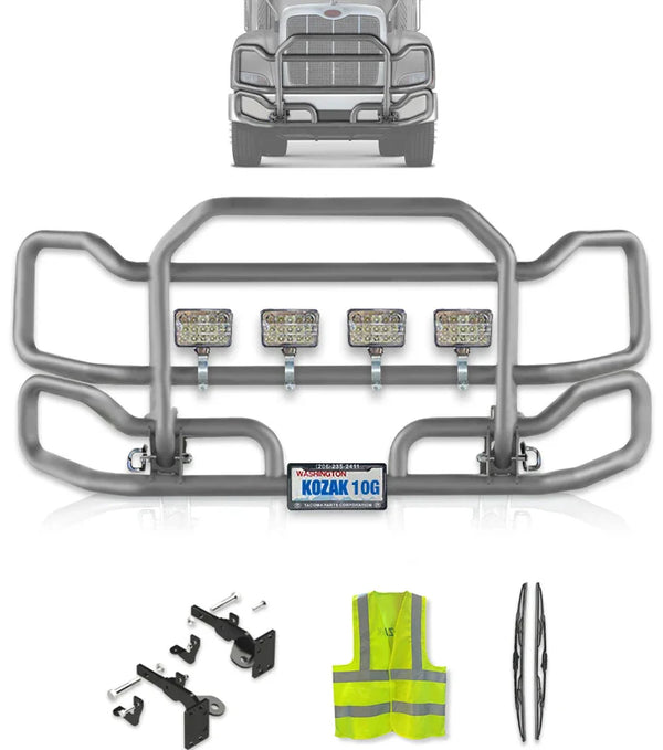 Front Grey Grille Guard Large Peterbilt 384