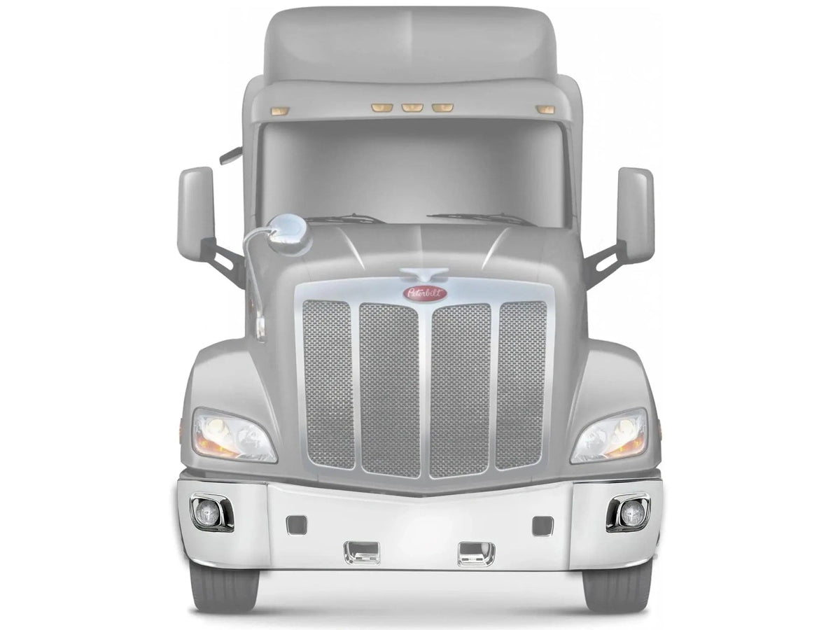Kozak Chrome Plastic Bumper Corners with Fog Light Hole Right Passenger & Left Driver Side for Peterbilt 579 PLUS Logo Emblem, - Tacoma Parts Corporation