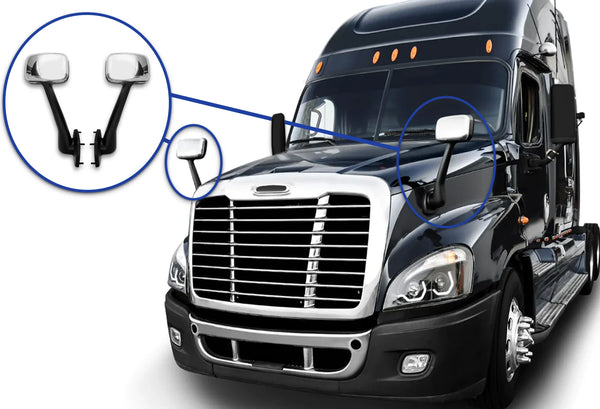 Hood Mirrors Chrome Set 2008-2017 Freightliner Cascadia 125 113