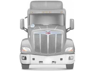 Kozak Chrome Plastic Bumper Corner with Fog Light Hole Right Passenger Side for Peterbilt 579 PLUS Logo, - Tacoma Parts Corporation